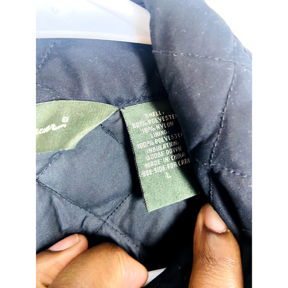 Eddie Bauer Womens Zip Quilted Goose Down Vest Winter Jacket Dark Blue Large - Picture 6 of 10